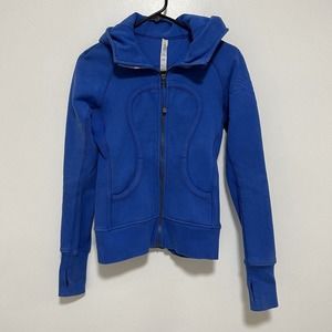 Lululemon Womens Jersey Knit Long Sleeve Zip Up High Neck Hoodie Blue Size 2
